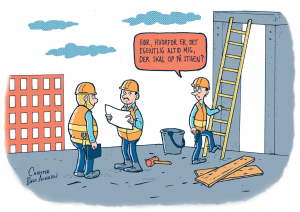 Tegning om unge og arbejdsmiljø til Magasinet Arbejdsmiljø